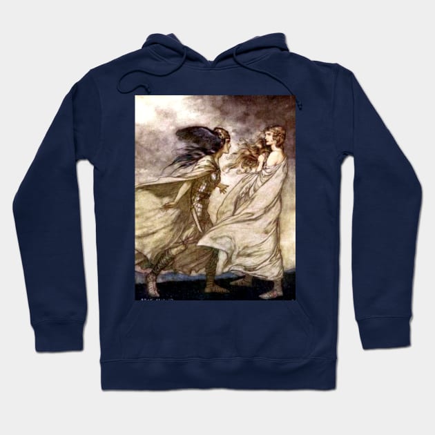 Waltraute Confronts Brunnhilde - Seigfried and the Twilight of the Gods - Arthur Rackham Hoodie by forgottenbeauty